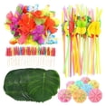 thumbnail image 1 of Juego de 108 piezas de decoración para fiesta tropical hawaiana con hojas, flores y sombrillas para fiesta hawaiana con temática de playa., 1 of 9
