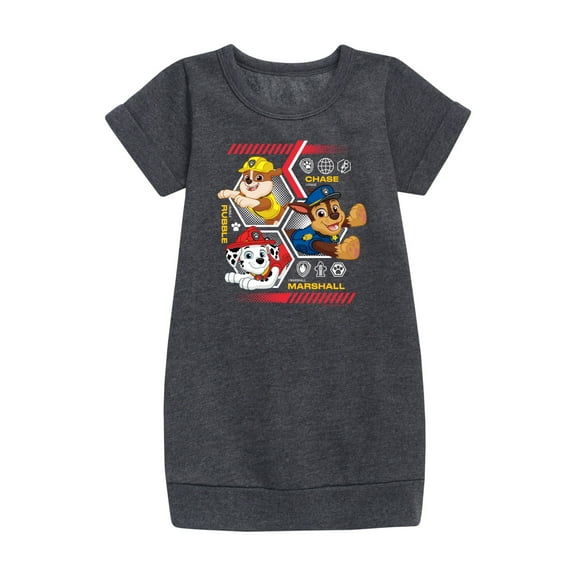 Paw Patrol - Chase Rubble Marshall Hexagons - Toddler & Youth Girls Fleece Dress