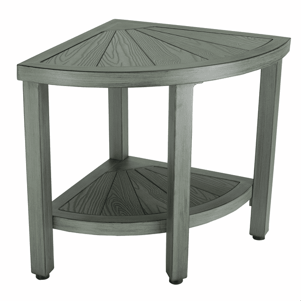 Medline Faux Teak Bathroom Corner Bench, Aluminum Shower Bench