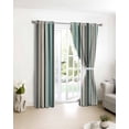 thumbnail image 3 of Teal Blue Striped Blackout Curtains for Bedroom/Living Room, Thermal Insulated Kitchen Curtains, Farmhouse Stripes Modern Abstract Art Grommet Darkening Window Treatment Drapes 52"x72"x2, 3 of 8