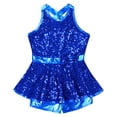 thumbnail image 6 of YONGHS Women Sequin Ballet Jazz Modern Tap Dancewear Criss Cross Back Leotard Performance Costume Royal Blue 16/M, 6 of 7