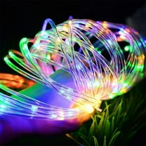 ZOELNIC 73ft 200LEDs Christmas Solar Powered Rope Tube String Lights Strip Outdoor Garden Xmas Tree Holiday Decor Fairy Lights, Mix-color