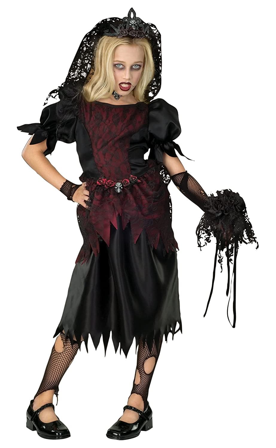 Zombie Prom Queen Gothic Vampire Witch Fancy Dress Up Halloween Child Costu...