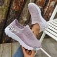 thumbnail image 5 of ibiyuan Wide Walking Shoes for Women Knit Upper Embroidery Wide Walking Shoes for Women Adjustable Upper Closed Toe Slip on Womens Shoes Sneakers Soft Hands Free Mary Jane Shoes Women Foam Shoes, 5 of 8