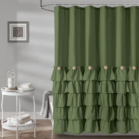 Seasonwood Green Shower Curtain Shabby Chic Farmhouse Shower Curtains with 12 Hooks 72'' x 72''