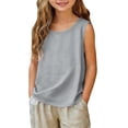 thumbnail image 3 of Tranfacy Girls Round Neck Tank Top Sleeveless Solid Casual Fashion Outer Layering Shirts, 3 of 5