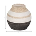 thumbnail image 2 of Textured Ceramic Striped Vase for Living Room Decor and Home Accents - Modern Decorative Flower Vase for Room, Bedroom, or Office Display - Ideal for House and Table Styling - 8", Tan & Ivory, 2 of 9