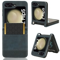 Dteck for Samsung Galaxy Z Flip 5 5G Case, Shockproof Slim Fit Premium Retro PU Leather Hard PC Wallet Case with Card Slots Protective Phone Case Cover (2023), Darkblue