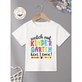 thumbnail image 2 of T-shirt Garçon avec Motif de Craie de Cire et Impression de Lettres Colorées, Col Rond Manches Courtes Doux et Polyvalent, 2 of 7