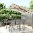 thumbnail image 1 of vidaXL 9 Piece Garden Bar Set with Cushions Grey Poly Rattan, 1 of 4