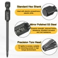 thumbnail image 5 of Uxcell 10pcs T8 Torx Screwdriver Bit 1/4" Hex Shank 75mm/3" Length S3 Steel Magnetic Tamper Proof Star 6 Point Head Hex Screw Driver Bits, Black, 5 of 7