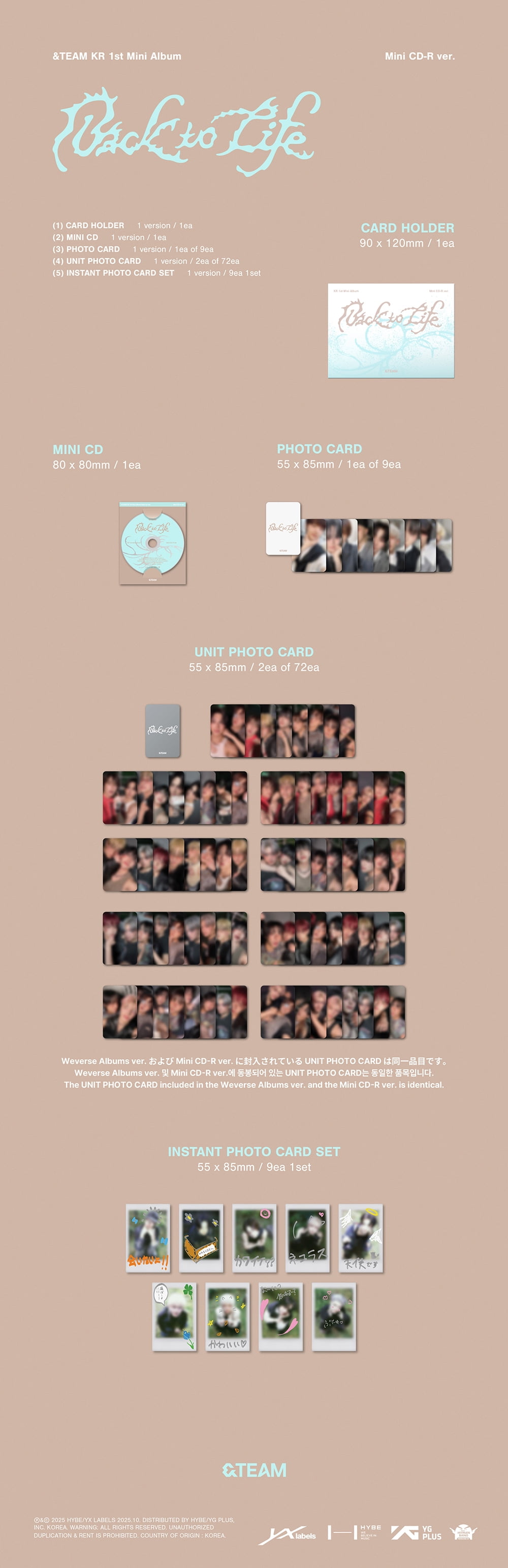&TEAM - [BACK TO LIFE] KR 1st Mini Album PHOTOCARD BOX Mini CD-R