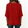 thumbnail image 6 of TGSLY Women's 3/4 Sleeve Ribbed Tops Lightweight Soft Crew Neck Trendy Blouses Loose Fit Dressy Casual Solid Color Fall Shirts M, 6 of 7