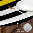 thumbnail image 4 of Thin Yellow Round Fitted Table Cover Line Gold Emergency Dispatchers Truck Flag Waterproof Table Cloth with Elastic Edge Wipeable Tablecloth for Picnic Camping Party Fits 36"-44" Diameter, 4 of 8
