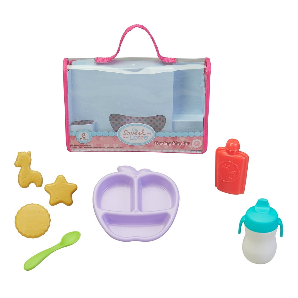 My Sweet Love Feeding Play Set for Baby Dolls, 8 Pieces