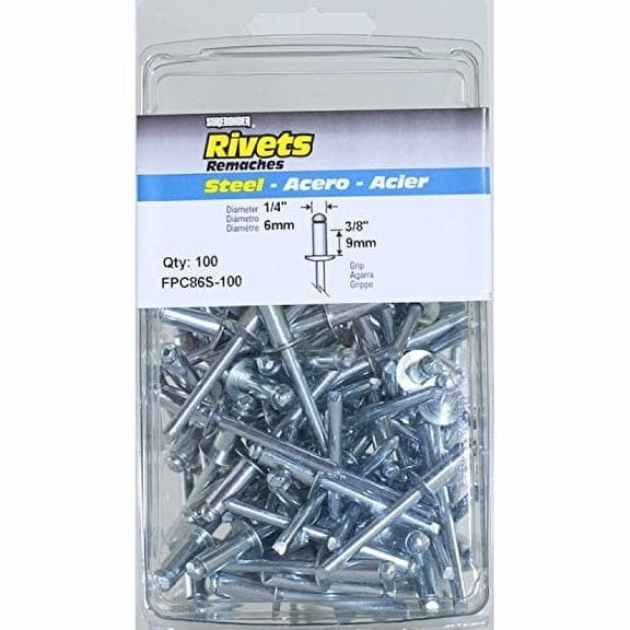 Surebonder FPC86S-100 1/4-inch Steel Medium Rivets (100 per box)