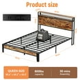 thumbnail image 3 of Behost Queen Bed Frame with Wooden Storage Headboard, Power Outlets Metal Queen Beds, Vintage Brown, 3 of 8