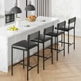 thumbnail image 3 of BeesClover Bar Stools Set of 4, 37 Inch Barstools With Metal Legs PU Seats Chairs With Backrest Kitchen Height Upholstered Stools With Footrest Breakfast Bar Stools, 3 of 7
