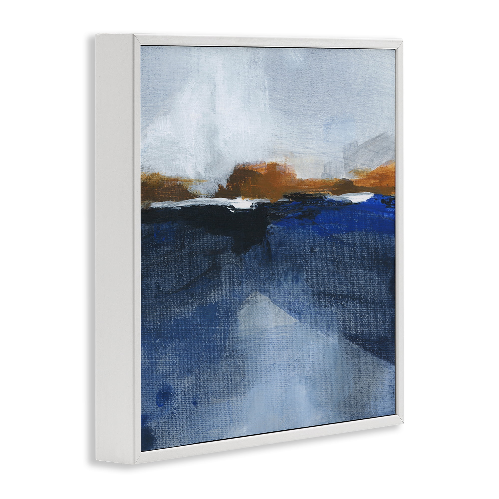 Stupell Industries Ocean Cliffs Impression Abstract Painting White Framed Art Print Wall Art, 12 x 12