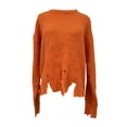 thumbnail image 4 of xiaxaixu Women’s Ripped Sweaters, Long Sleeve Round Neck Solid Color Loose Knit Jumper Tops, 4 of 9