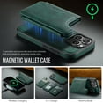 thumbnail image 5 of For iPhone 14 Pro Max PU Leather Wallet Phone Case,Compatible with Mag-Safe,Magnetic Detachable Card Holder,Back Flip Kickstand,2-in-1 Heavy Duty Shockproof RFID Blocking Phone Case,Green, 5 of 10