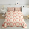 thumbnail image 2 of jejeloiu Cute Bowknot Heart Bedding Comforter Set,Ribbon Bow Twin Comforter Sets,Orange Beige Boetie Bedding Set For Girls,Super Cozy Bedroom Decor Reversible,2 Pieces, 2 of 8