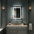 thumbnail image 2 of Ktaxon 28x20 inch LED Lighted Bathroom Mirror Silvered Wall Mounted Mirror with Touch Button,Anti Fog and IP67 Waterproof Square Mirror, 2 of 12