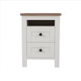 thumbnail image 6 of 2-Drawer Farmhouse Wooden Nightstand with Well-proportioned Design and Sleek Lines, Wood Side Table with Storage Cabinet for Bedroom, White+Brown, 6 of 10