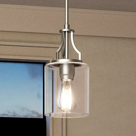 Luxury Contemporary Pendant, 12.5H x 6.375W, with Modern Style, Brushed Nickel, UHP4372 by Urban Ambiance