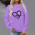thumbnail image 2 of Besolor Womens Fall Spring Sweatshirt Heart Printed Crewneck Long Sleeve Tops Casual Loose Plus Size Pullover Blouse, 2 of 4