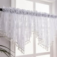 thumbnail image 7 of Btomtd Sheer Lace Valances for Windows with Tassel Trim Valance Curtains Acts for Decorative Window or Kitchen Living Room Use - 55.11"x23.62", White, 7 of 7