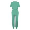 thumbnail image 5 of HOZADOIE Lounge Sets for Women Spring Summer 2 Piece Sets Solid Color Crew Neck Short Sleeve Shirt Top Matching Breathable Elastic Drawstring Waist Casual Pants with Pockets, 5 of 5