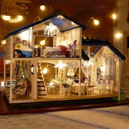 Wedlies Diy Wooden Miniature Provence Dollhouse Kit Model Toy With Led Light Kids Children Teens Birthday Gift Canada