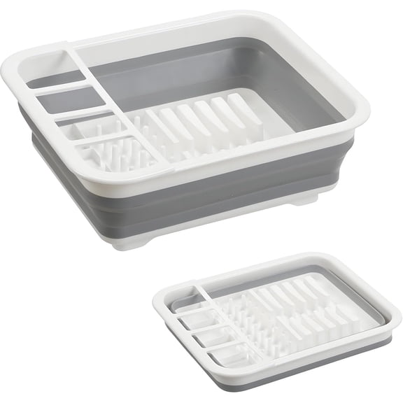 Collapsible Dish Drying Rack, Foldable Dinnerware Drainer Organizer for Storage Kitchen Counter RV Accessories Portable Rack Holders for Dishes Plates and Cups Camping