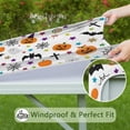 thumbnail image 6 of Happy Halloween Table Cover with Elastic Edge Wrinkle Resistant Washable Horror Pumpkin Ghost Square Tablecolths Tablecloth for Party Picnic Dinner Decor (34x34in), 6 of 6