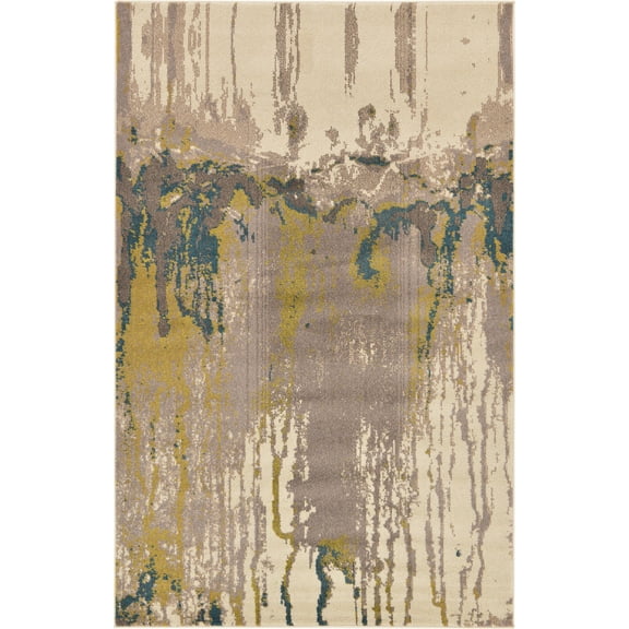 Unique Loom Indoor Rectangular Abstract Modern Area Rugs Beige/Gray/Blue, 5' 0 x 8' 0