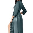 thumbnail image 3 of Hanerdun Women Female Robes V-Neck Midi Bathrobe Sleepwear Nightwear Green M, 3 of 5