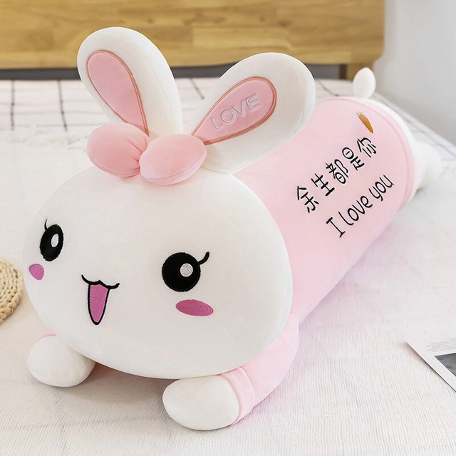 Peluche de conejo de peluche para niños, almohada Kawaii para dormir, muñeco de conejo de peluche, regalo de cumpleaños y Navidad