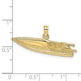 thumbnail image 2 of 32mm 14k Gold Speed Boat High Polish and Textured / 2-d Charm Pendant Necklace for Women, 2 of 2