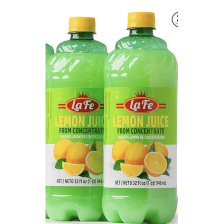 La Fe 100% Lemon Juice 32oz - 2 Pack from Lemon Juice Concentrate made with Fresh Lemons Grown in Northern Peru