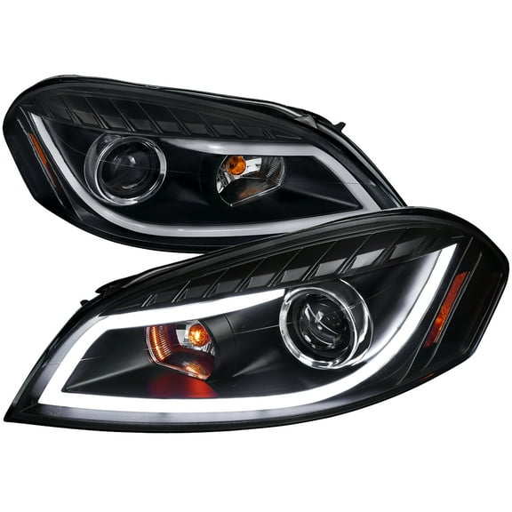 LED Bar Projector Headlights (Black Housing/Clear Lens) Made for and Compatible with 2006-2013 Chevrolet Impala / 2014-2015 Impala Limited / 2006-2007 Monte Carlo