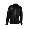 thumbnail image 4 of hirigin Men's PU Leather Jacket, Plain Color Zip-Up Long Sleeve Rivet Lapel Moto Biker Jacket, Cool Slim Buckle Belt Hem Outerwear, 4 of 9