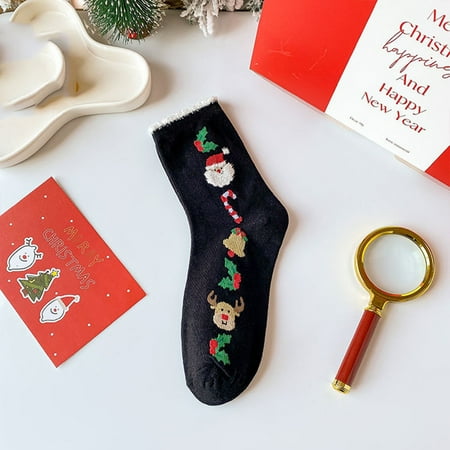 

Christmas Print Socks New Pattern Warm Socks Cute Plush Ear Christmas Print Socks Super Soft Socks Womens High Socks