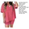 thumbnail image 7 of Guiexla 2 Pcs/Set Women Summer Sportswear Set V Neck Side Split Short Sleeves Loose T-shirt Elastic Waist Mini Pants Set Tracksuit Sport Clothes, 7 of 7