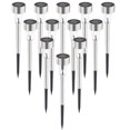 thumbnail image 1 of Luces solares para caminos, paquete de 12, acero inoxidable IP44, impermeables, encendido/apagado automático, luces solares LED para exteriores para paisajes, 1 of 7