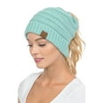 thumbnail image 3 of C.C Women's Thick Soft Knit Beanie Cap Hat High Bun Beanietail Ponytail Beanie Warm Chunky Soft Stretch Cable Knit Beanie Skully Blue, 3 of 3