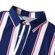 thumbnail image 5 of Top de camisa a rayas de manga larga con cuello levantado y bolsillo lateral único para otoño e invierno para hombre Pompotops  oipoqjl50880, 5 of 9