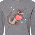 thumbnail image 4 of Inktastic Cute Smiling Valentine's Day Otter with Heart Long Sleeve T-Shirt, 4 of 5