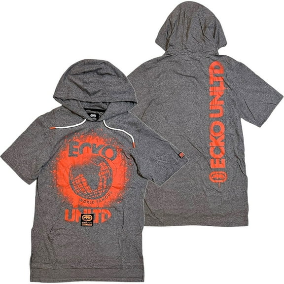 Ecko Unltd Men's Hoodie T-Shirt Graffiti Paint Logo Short Sleeve Tee (Small, Grey Marled)