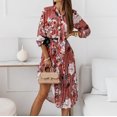 thumbnail image 2 of Vestido largo plisado con estampado floral de fiesta de vacaciones de manga larga con estampado casual para mujer Fridja  nalpqowj4924, 2 of 7
